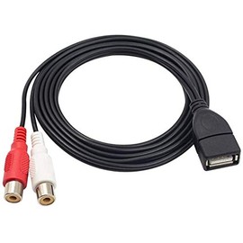 USB to 2RCA Cable, Haokiang 5 Feet/1.5m USB 2.0 Female to 2 RCA Female Jack Splitter Audio Video AV Composite Adapter Cord Cable (USB F/2RCA F)