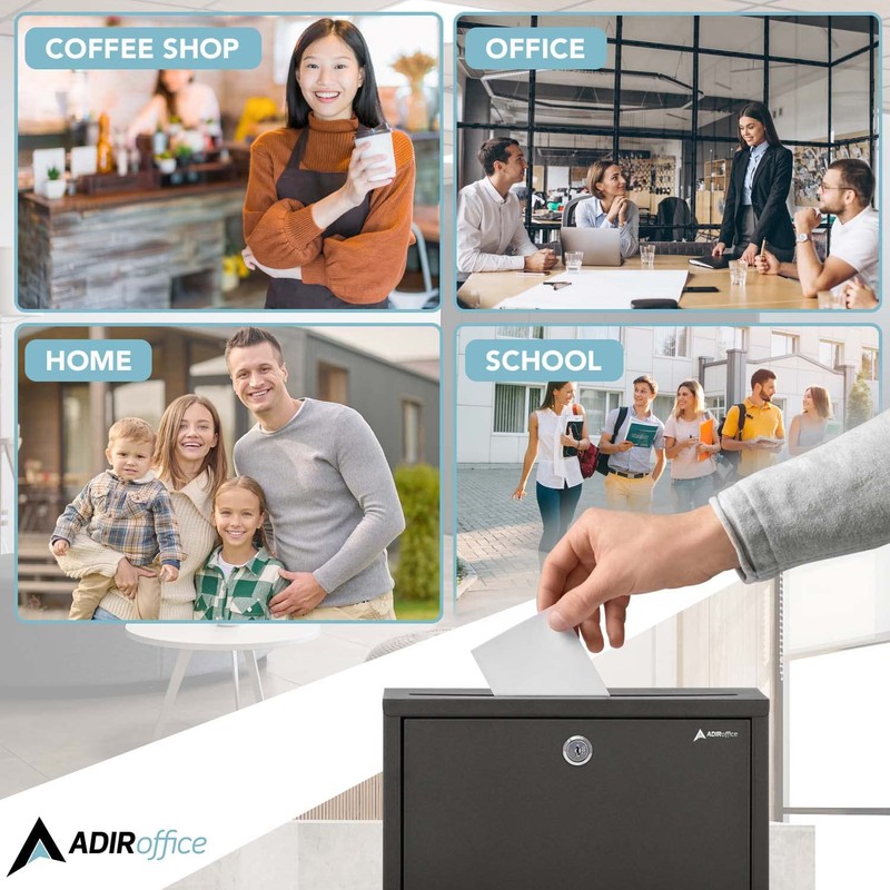 Adir Metal Suggestion Box with Lock and Slot, Wall Mount