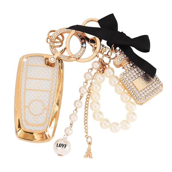 YILINXI Key Fob Cover with Diamond Perfume Keychain, Car Key