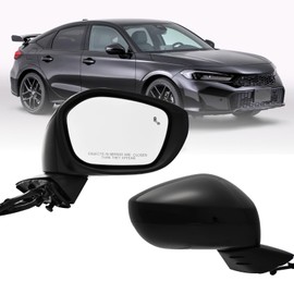 xingsichuang Right Passenger Side Mirror For (2022 2023 2024 2025) HONDA CIVIC Sedan/Hatchback With Power Glass, Heated, Blind Spot Detection and Manual Folding Match to Crystal Black Pearl (7 Pins)