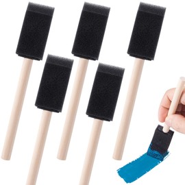 Lekgavd 5pcs 1" Foam Brushes for Painting, Sponge Paint Brushes with Wood Handle, Reusable Paint Brushes for DIY, Cleaning, Staining, Varnishes