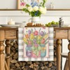 Artoid Mode Buffalo Plaid Vase Lavender Tulip Spring Table Runner,