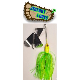 Jigfoot (6) JIGFOOT BUZZ BAITS W/CLACKER CHARTREUSE & GREEN! BASS FISHING TOP WATER LURE - 1/2OZ