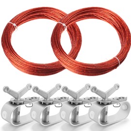 2 Set Swimming Pool Cover Winch and Cable Kit Pool Cover Cable 4 Pieces Pool Cover Winch for Winter Above Ground Swimming Pool Covers (100 Ft & 100 Ft)