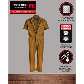 Bass Creek Outfitters Mens Coveralls - Twill Short Sleeve Work Overalls for Men with Elastic Waistband (Sizes: M-2XL), Size Medium, Wheat