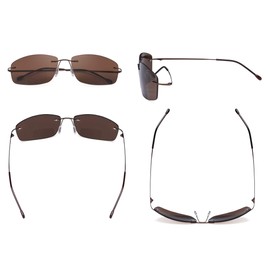 Eyekepper Frameless Bifocal Sunglasses Women Men Lightweight Rimless Bifocal Readers for Reading under the Sun - Brown/Brown lens +2.00