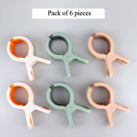 Tsyoow Big Clothes Pegs - Windproof Clothespins for Washing Line, Large Opening for Thick Laundry, Assorted Colors (Pack of 6)