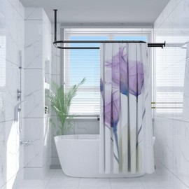 Hoop Shaped Shower Curtain Rod 58.3"x24" – Rustproof Square Oval Shape Bathroom Shower Rod, No-Sagging, Heavy Duty Shower Curtain Rod for Clawfoot and Freestanding Tubs, Heavy Duty, Easy Installation