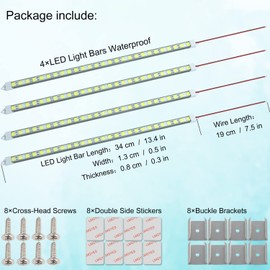 LMGYES 12V LED Light Bar Waterproof, 12V LED Light Strip 54 LEDs 7000K White Color Enclosed Trailer Interior DIY Cabinet LED Light Strip for Car,Trailer,Motorhome,Van,RV,Truck Bed Lights(4 Pack)