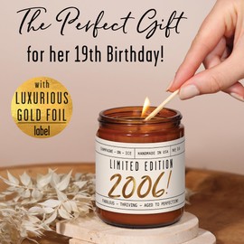 19th Birthday Gifts for Girls - 'Limited Edition 2006' Soy Candle, w/Champagne on Ice I 19 Birthday Gifts for Women I 19th Gift for Her Ideas I 9oz Reusable Jar, 50Hr Burn, Made in USA