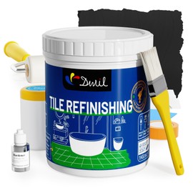 DWIL Tub Paint, Tub and Tile Refinishing Kit with Tools, Bathtub Paint Water Based &Low Odor, Easy to Use for Sink Bathroom Shower, Black 35oz/50-55sq.ft