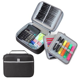 Chase Chic Pencil Case, Large Pencil Case Teenagers, Large Capacity Pencil Case, Multi-Compartment Portable Pen Holder, black, Modern