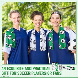 FuWeave 12 Pcs Soccer Water Bottle Soccer Cooling Towel Set with 50 Sticker Sports Party Favors Include 6 Reusable Sports Squeeze Water Bottle 6 Ice Towel Breathable Fast Drying for Team Gifts