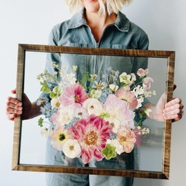 Volakk 16x20 Floating Frame Double Real Glass Real Teak Wood Floating Picture Frame Gold 18x24 Pressed Flowers Floating Shadow box Frame 16x20