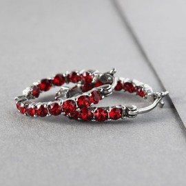 Women Birthday Gifts Stainless Steel Crystal Hoop Earrings Fashion