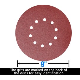 10 Pack 9-Inch 10 Hole 100 Grit Drywall Sandpaper - 9" Aluminum Oxide Hook-and-Loop Sanding Disc for ‎ Drywall Sander Wood Furniture Finishing