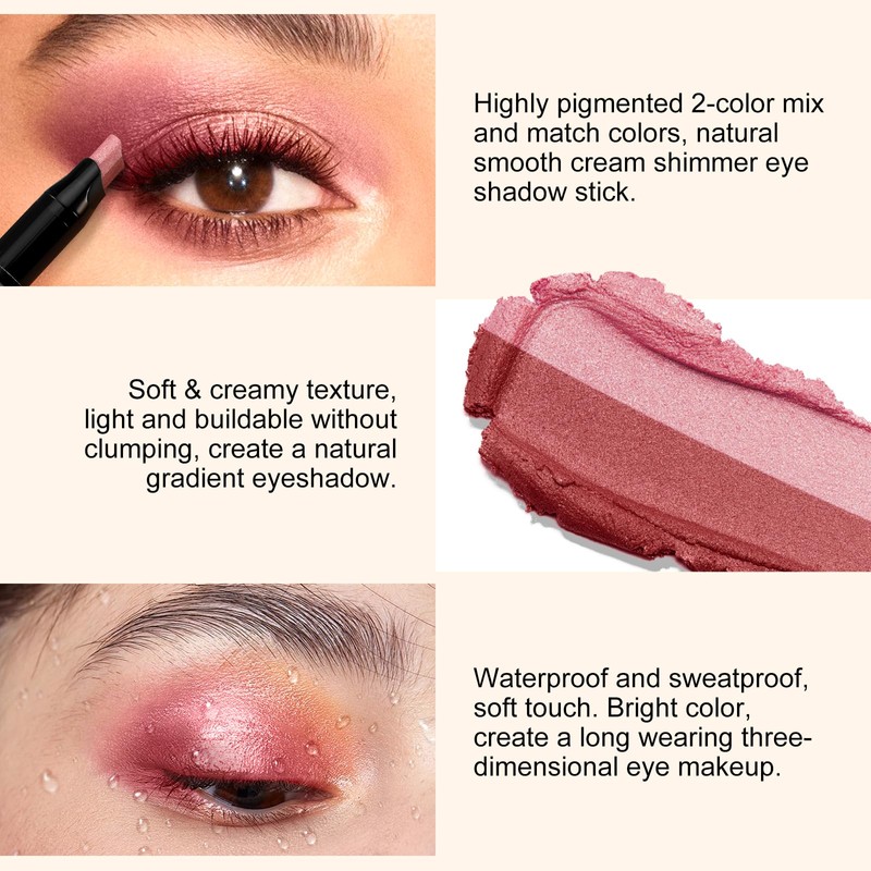 Boobeen Double Colors Eyeshadow Stick Glitter Eye Shadow Pen Waterproof