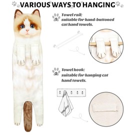 Cat Funny Hand Towels for Bathroom Kitchen Decor Cat Towel,Cute Decorative Hanging Washcloths Face Towels,Super Absorbent Soft, Housewarming Gift,Funny Gifts,Cat Lovers/Cat Mom Gifts for Women（Ragdoll）