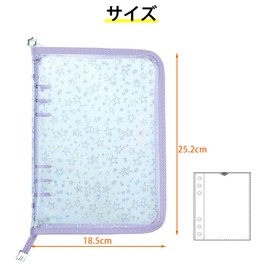Binder Sealing Book, Seal Storage, A5, 6 Holes, Binder for Card Protection, 20 Transparent Sleeves, Lightweight, Dustproof Type, Sticker Storage, Photo Storage, Star Pattern, Transparent Sticker Pad