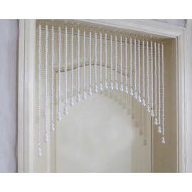 Urmforweilin Wood Beaded Door Curtain Self-Adhesive, Door String Beads Curtains for Doorways Boho Hippie Window Closet Door Way Bead Hangings Curtain (White, 25 Strings)