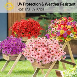 MACTING Artificial Flowers for Outdoors 6 Bundles Fake Spring Flowers UV Resistant No Fade Faux Plastic Flowers for Hanging Planters Window Patio Porch Yard Garden Indoor Outside Summer Decor(Pink)