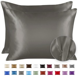 Shop Bedding Luxury Satin Pillowcase Hair ? Standard Satin Pillowcase Zipper, Seafoam (Pillowcase Set of 2) ? Blissford