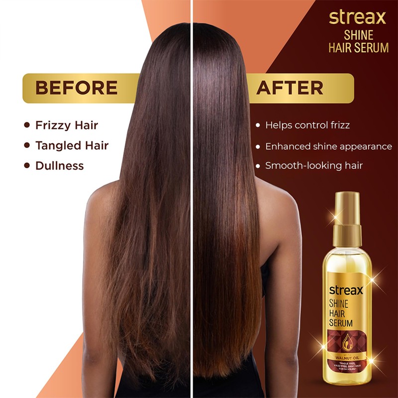Streax Hair Serum Enriched with Walnut Oil Gives Frizz-free Satin