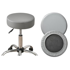 HAOYONG Bar Stool Cover Waterproof Round Seat Cushion Cover Stretch Barstool Slipcovers Set of 2 PU Leather Bar Chair Covers with Non Slip Bottom for Bar, Kitchen, Dining Room - Grey