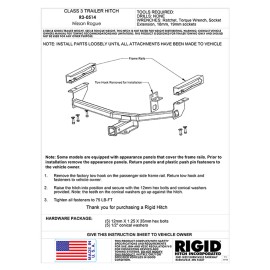 Rigid Class III Custom Fit Hitch Receiver for 2008-2020 Nissan Rogue (R3-0514)