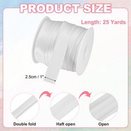 sourcing map Double Fold Bias Tape 1"(2.5cm) x 25 Yds Satin Bias White