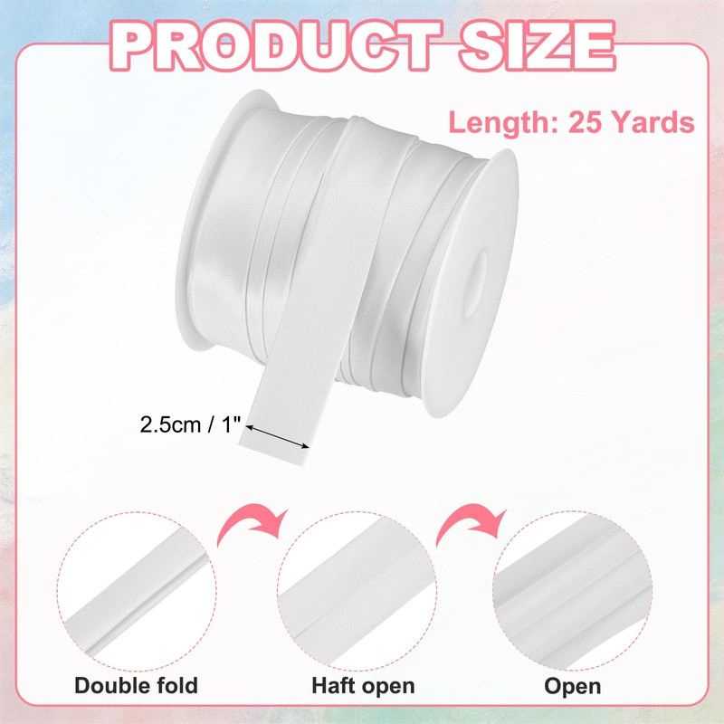 sourcing map Double Fold Bias Tape 1"(2.5cm) x 25 Yds