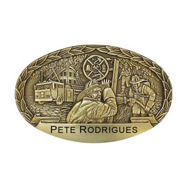 Indiana Metal Craft Firefighter Engravable Solid Brass Belt Buckle with Personalization Made in USA