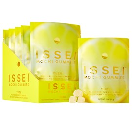 ISSEI Mochi Gummies | Dye-Free Candy with Colors from Natural Sources | Gelatin-Free | Plant-Based | Non-GMO | Real Sugar | Award-Winning Japanese Candy (2oz (Pack of 6), Yuzu)