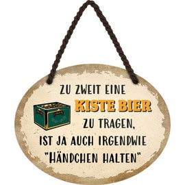 schilderkreis24 Tin Sign Funny Saying "Eine Kiste Bier zu tragen.." Decorative Gift Idea Man Woman 18 x 14 cm