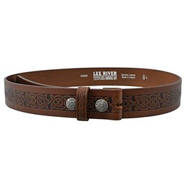 Lee River Goods Co - Men's Brown Celtic Leather Belt Setanta BR - Large (36-38in or 91-97cm), (Buckle not Included)
