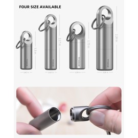 Tikey Titanium EDC Pill Container, Waterproof Keychain Capsule, Pocket Purse Pill Case for Outdoor Travel Camping（Gray） (Pill Case M)