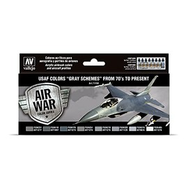 Acrylicos Vallejo VJ71156 "USAF Grey Schemes from 70'S to Present" Model Air Set, 17 ml (Pack of 8)