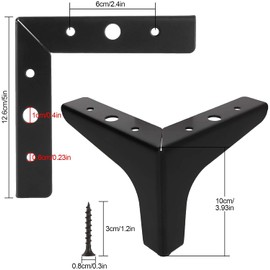 Acrux7 12 Pcs 4 Inch Furniture Legs Black Metal Furniture Legs Modern Style DIY Replacement Triangle Sofa Couch Leg for Furniture Dresser Table Chair Ottoman Cabinet