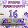 yujiaonly 16th Birthday Party Decorations Purple Happy Birthday Paper Banner