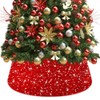 FUHSY Red Christmas Tree Collar Glitter Large Xmas Tree Skirt