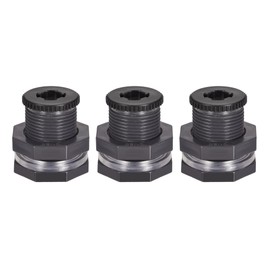 M METERXITY 3 Sets PVC Bulkhead Fitting Long Thread Bulkhead Water Tank Connector with Plug Fitting for Aquarium Rain Bucket G3/4 Thread Gray