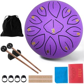 Rain Drum, 11 Notes 6 Inches, Chakra Rain Drum, Steel Tongue Drum, Rain Music Drum, Outdoor Rain Drum, Garden Handpan with Beater, Percussion Instruments (11-Tone 6 Inches)