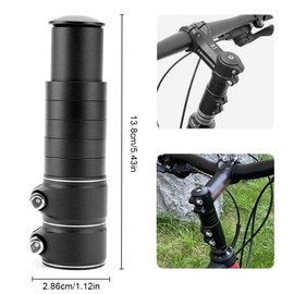 Handlebar Riser Bicycle, Bicycle Handlebar Stem, Bicycle Handlebar Riser, Bicycle Stem Extension Stem Extension with Hex Wrench for MTB, Road Bike, City Bikes, Black, 13.8 x 2.86 cm