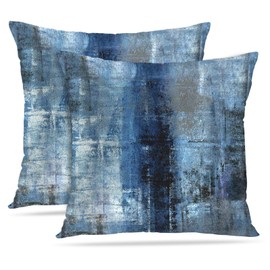 Britimes Throw Pillow Covers Modern Home Art Decor, 20 x 20 Inches Set of 2 Pillow Cases Decorative, Abstract Oil Painting Pillowcases for Bedroom, Living Room, Cushion Couch Sofa, Navy Blue Accent