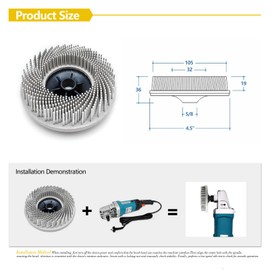 WEXWE Bristle Discs 4.5" 120# WIHTE with 5/8-11 Thread Fast Change Hub, Ceramic-Aluminum Oxide Abrasive ,Remove Coatings Paint Rust Contaminants Weld Burn , Pack of 1pcs