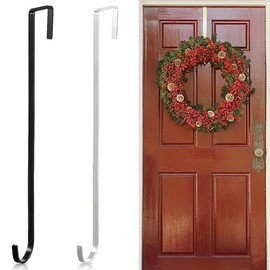 TRKETK 2 Pack Over The Door Hooks, 12" Wreath Door Hanger Christmas Metal Wreath Hanger Overdoor Hangers Back of Door Hook Multipurpose Wreath Hanger for Hanging Towel Coats Clothes Hats Bags