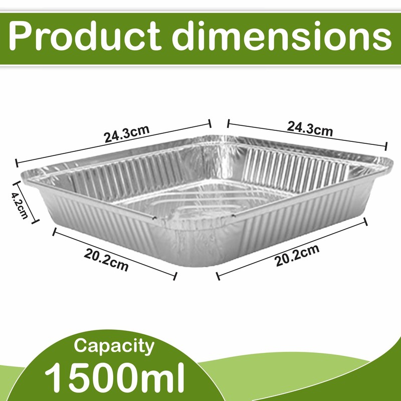 M1SS 100 Pcs X Square Aluminium Foil Trays with Lids
