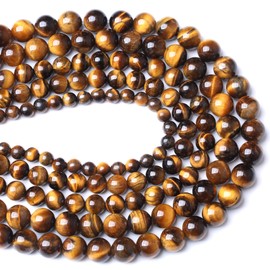 36 cuentas de piedras preciosas de ojo de tigre amarillo AAA de 10mm, cuentas naturales redondas sueltas de cristal con energía sanadora para hacer joyas, 1 hilo de 15 pulgadas (10mm, piedra de ojo de