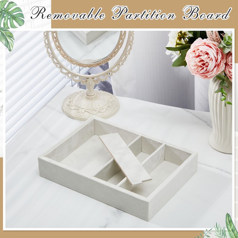 Amylove 4 Pcs Beige Sunglass Organizer Trays 4 Grids Velvet