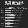 Brad Point Wood Drill Bit Set, 12Pcs Hex Shank Drill
